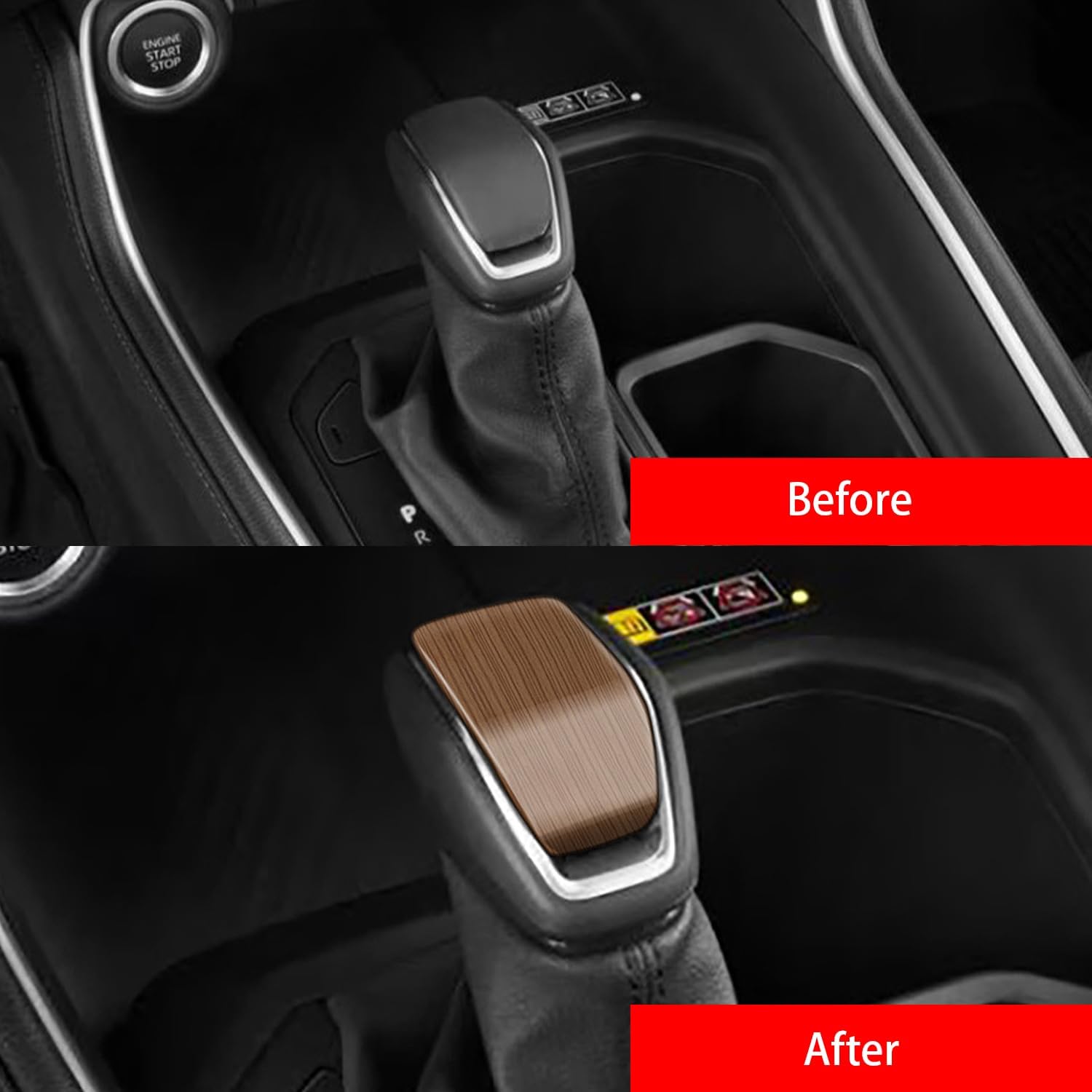 Interior Car Accessories fit for Toyota Grand Highlander 2024 2025 Peach Wood Grain Gear Shift Lever Knob Shifter Head Cover Trim ABS