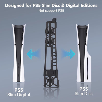 ELUTENG Ventilador de refrigeración para PS5 Slim Console silencioso ventilador enfriador para PS5 Slim Disc y ediciones digitales con 3 velocidades ajustables, encendido y apagado automático,