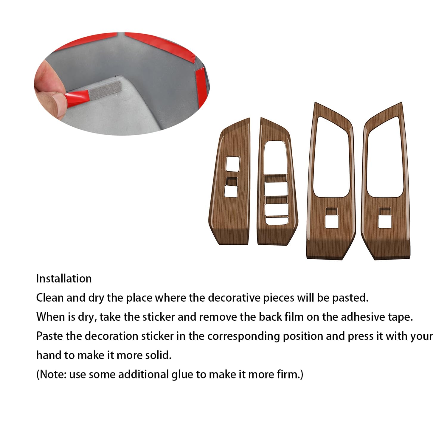 Peach Wood Grain Door Armrest Window Lift Down Switches Button Panel Cover Trims ABS 4Pc fit for Toyota Grand Highlander 2024 2025