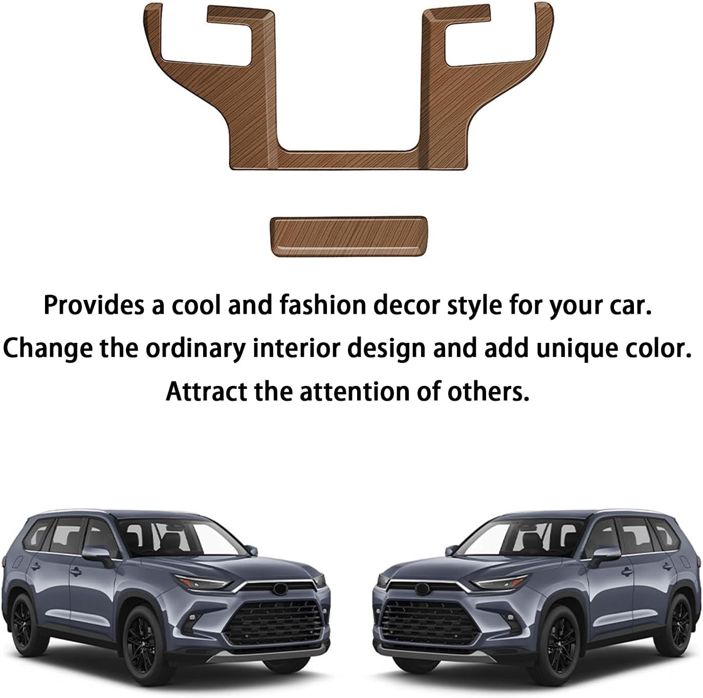 Ozukyn Armrest Box Release Button Switch Cover fit for Toyota Grand Highlander 2024 2025 Center Console Armrest Storage Box Cover Peach Wood Grain
