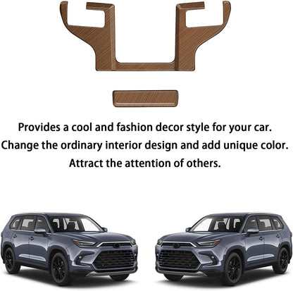Ozukyn Armrest Box Release Button Switch Cover fit for Toyota Grand Highlander 2024 2025 Center Console Armrest Storage Box Cover Peach Wood Grain