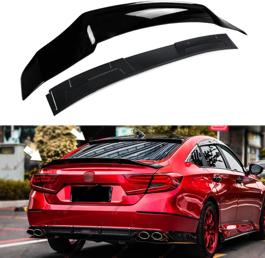 2 alerones de techo y alerón trasero compatibles con Honda Accord 2018-2022, pico de pato estilo JDM R se adapta a sedán de 4 puertas, exterior del maletero, tapa de cubierta de patada alta,