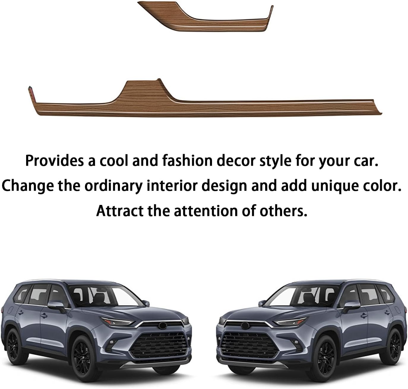 Peach Wood Grain Central Console Display Dashboard Cover Trim fit for Toyota Grand Highlander 2024 2025 Interior Decor Car Accessories ABS 2PC
