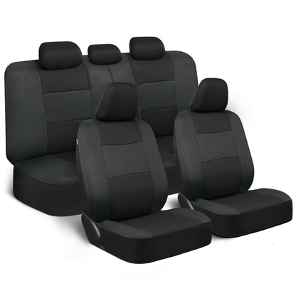 BDK PolyPro - Juego completo de fundas de asiento de coche en rojo sobre negro, fundas de asiento dividido delantero y trasero, fácil de instalar, accesorios para automóviles, camiones, furgonetas,