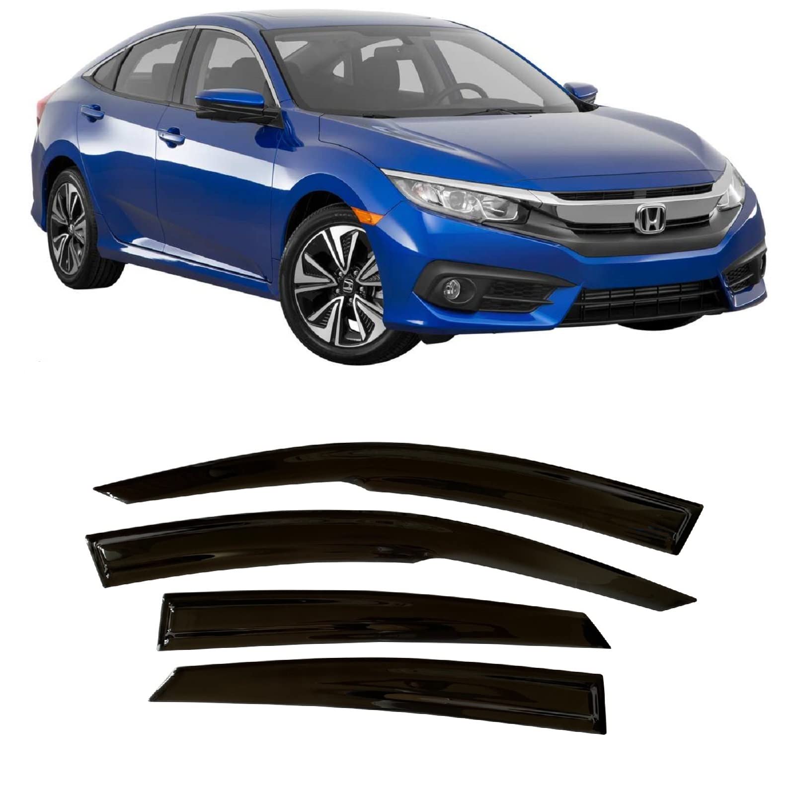 2023-2025 Tape-On Rain Guards for Honda CR-V Side Window Visor Deflectors LX EX EX-L Sport Hybrid Sport Touring Durable Vent Shades CRV 2024