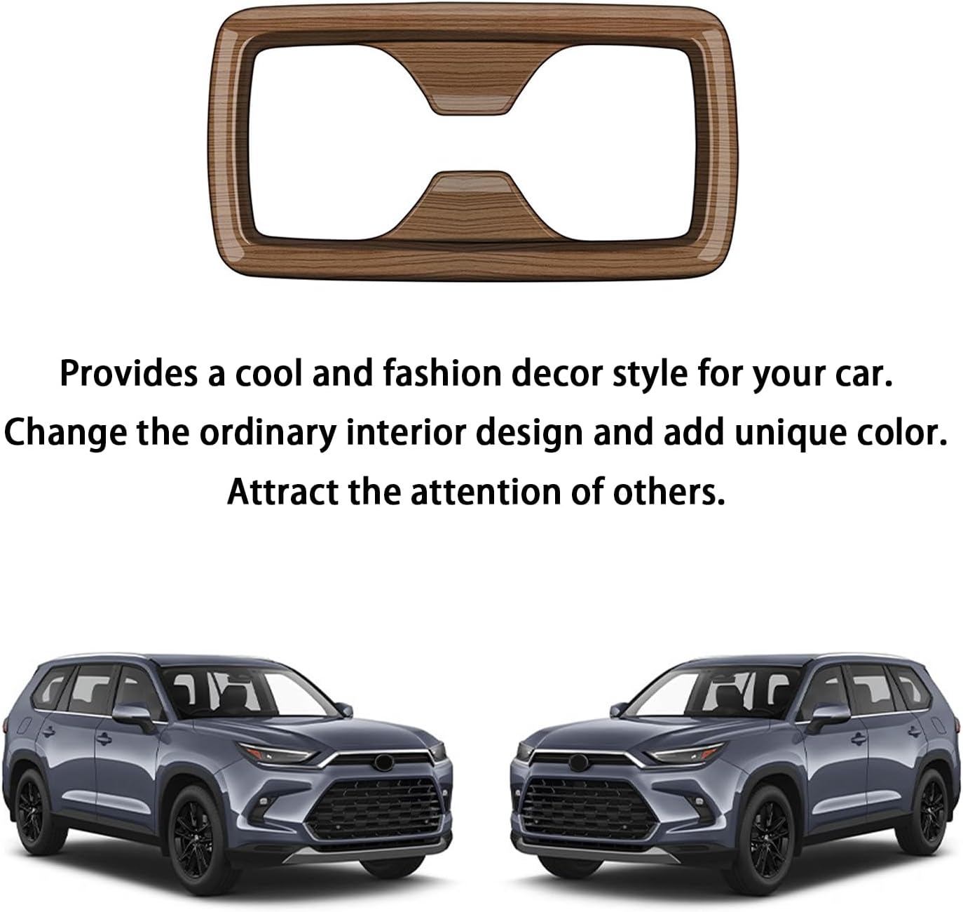 Peach Wood Grain Center Console Car Accessories for Toyota Grand Highlander 2024 2025 Rear Water Cup Holder Cover ABS