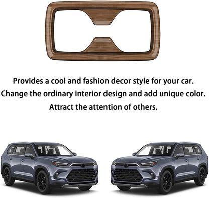 Peach Wood Grain Center Console Car Accessories for Toyota Grand Highlander 2024 2025 Rear Water Cup Holder Cover ABS