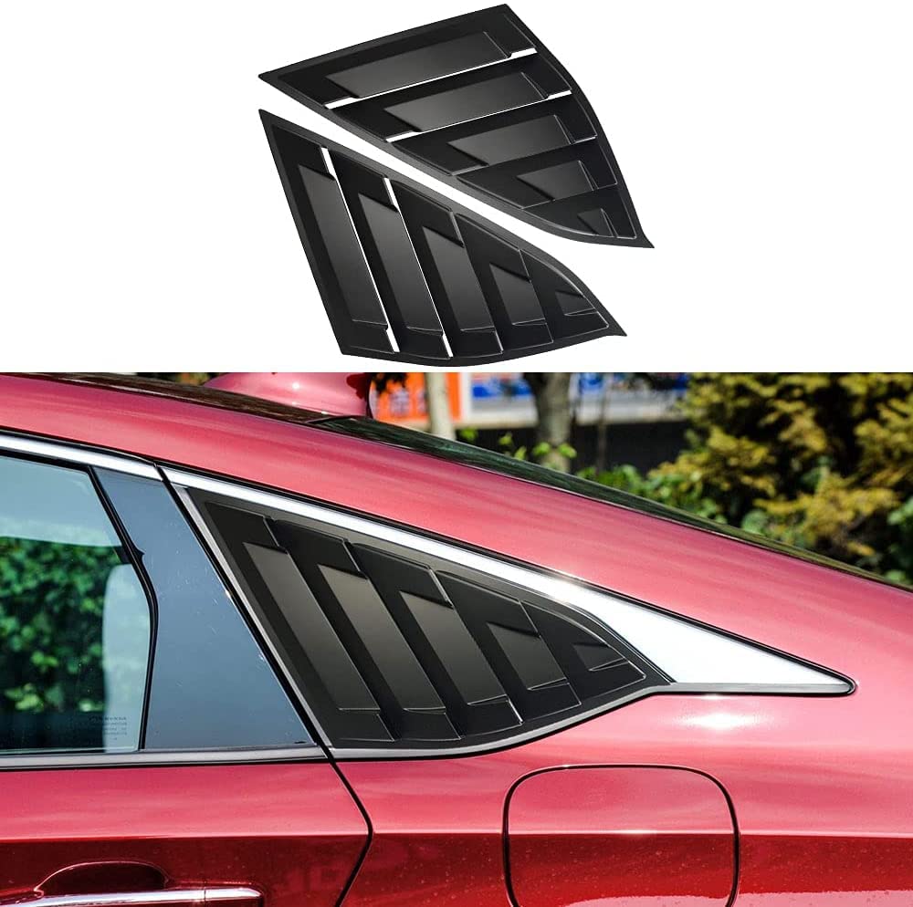 Rear Side Window Louvers Compatible for Honda Accord 2022 2021 2020 2019 2018 Accesories Sport Style Air Vent Cover (Bright Black)