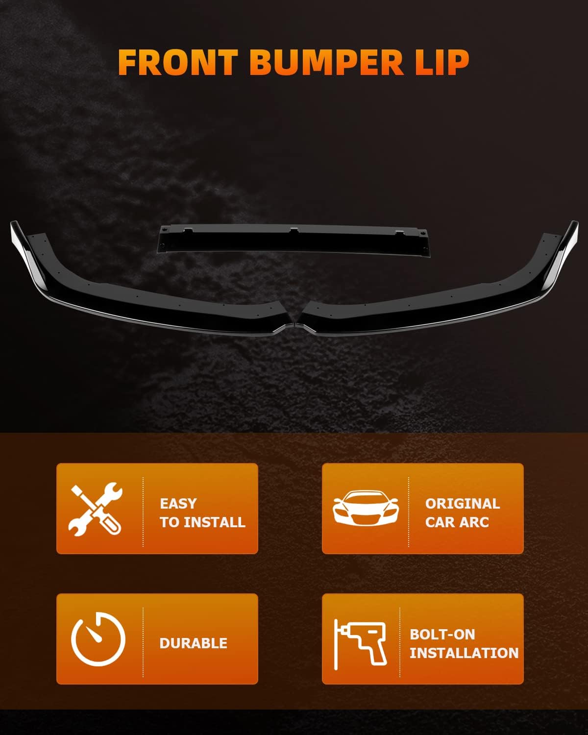 FINDAUTO Kits de carrocería de labio delantero de automóvil ABS para Honda Accord Sedan 2018-2020 para Honda Accord Sedan negro brillante parachoques delantero inferior alerón divisor de labio