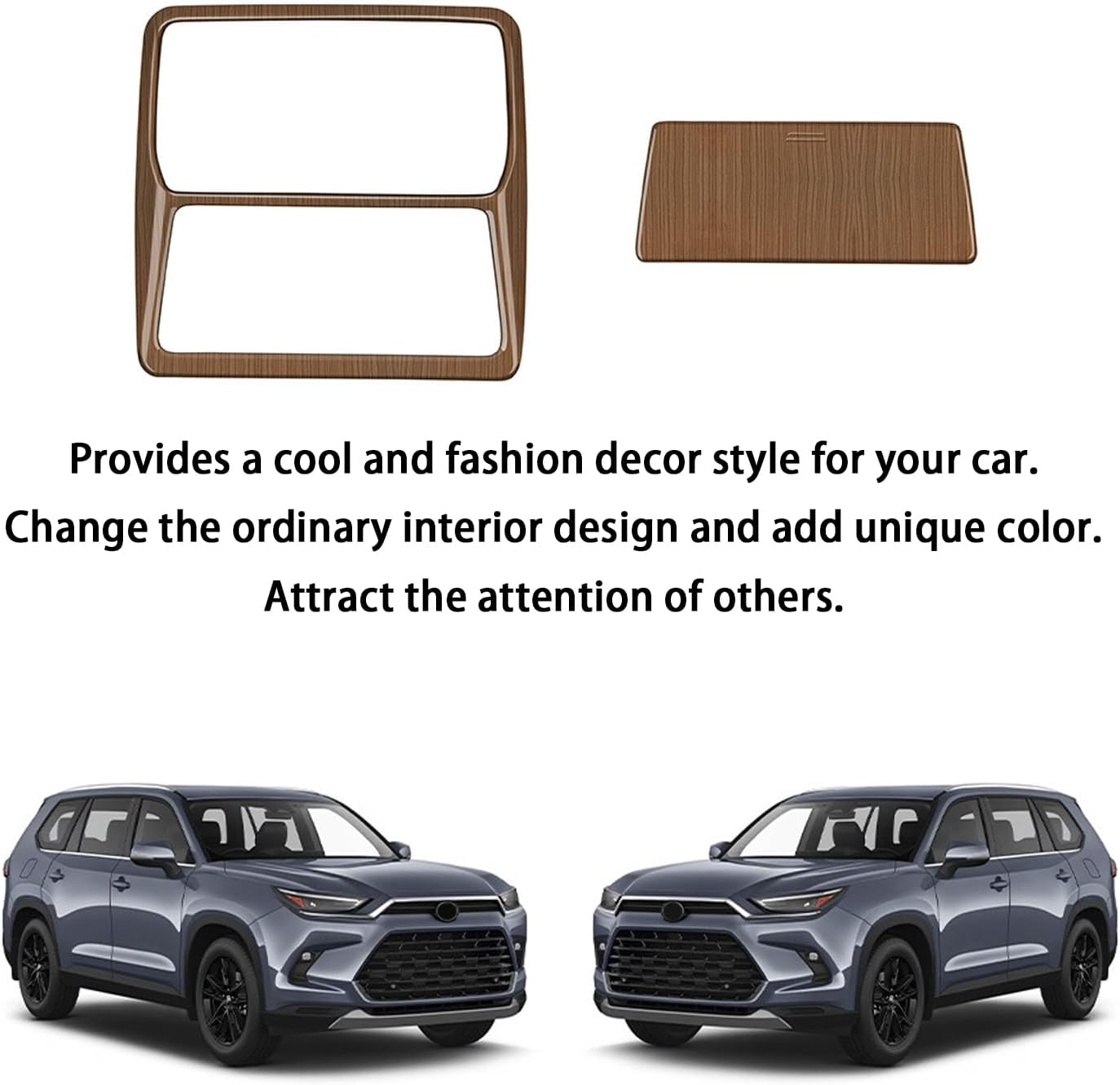 Front and Rear Reading Light Lamp Cover Trim fit for Toyota Grand Highlander 2024 2025 Interior Center Consoles Decoration Car Accessories 2PC Peach Wood Grain