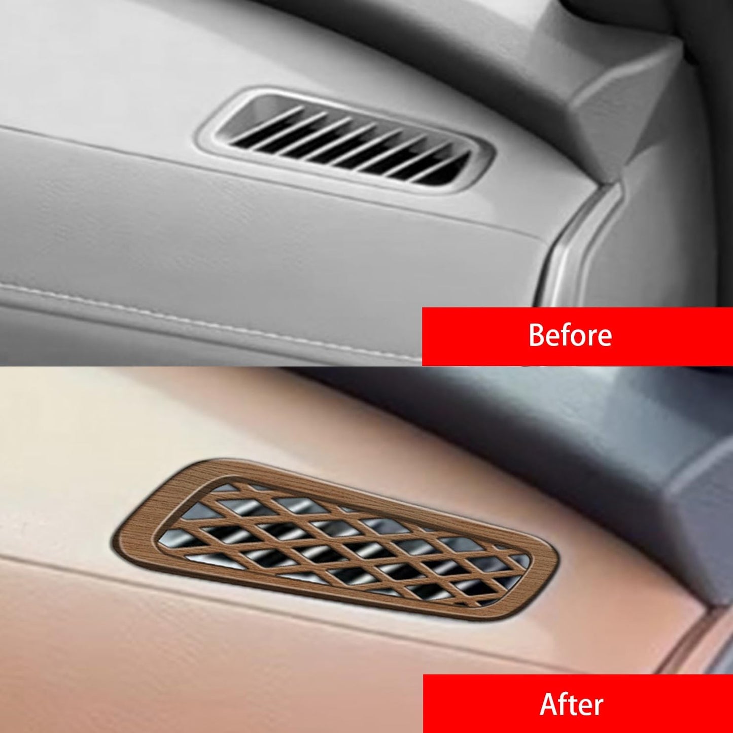 Peach Wood Grain Center Console Car Accessories for Toyota Grand Highlander 2024 2025 Front Air Condition Outlet Vent Covers Trim ABS 2PC