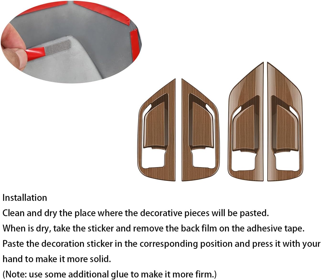 Peach Wood Grain Door Handle Cover fit for Toyota Grand Highlander 2024 2025 Interior Decoration Car Accessories 4PC