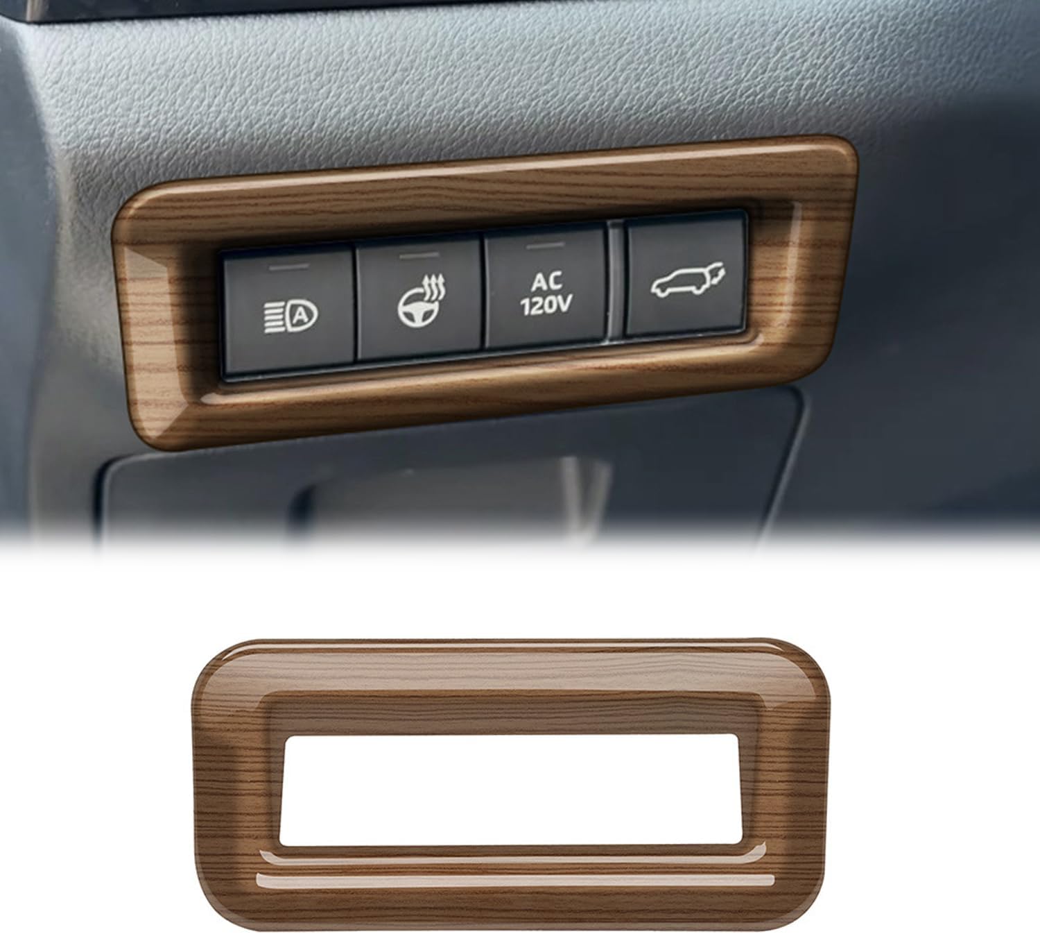 Peach Wood Grain Multi-Function Button Frame Cover fit for Toyota Grand Highlander 2024 2025 Interior Decoration Car Accessories