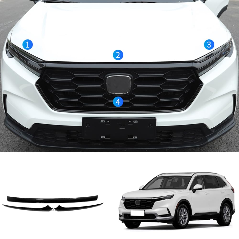 Accesorios de coche para parachoques delantero exterior, tapa de motor para parrilla compatible con Honda CR-V CRV 2023 2024 2025 (estilo fibra de carbono), 3 piezas ABS