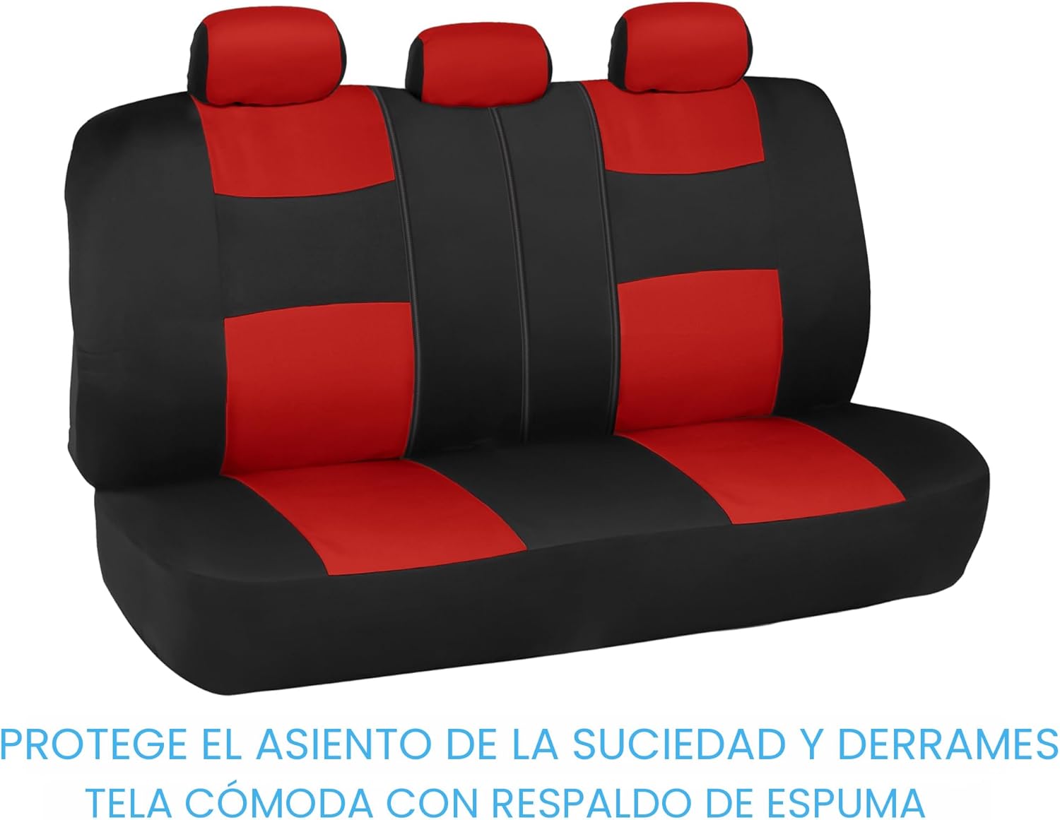 BDK PolyPro - Juego completo de fundas de asiento de coche en rojo sobre negro, fundas de asiento dividido delantero y trasero, fácil de instalar, accesorios para automóviles, camiones, furgonetas,