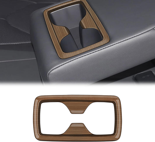 Peach Wood Grain Center Console Car Accessories for Toyota Grand Highlander 2024 2025 Rear Water Cup Holder Cover ABS