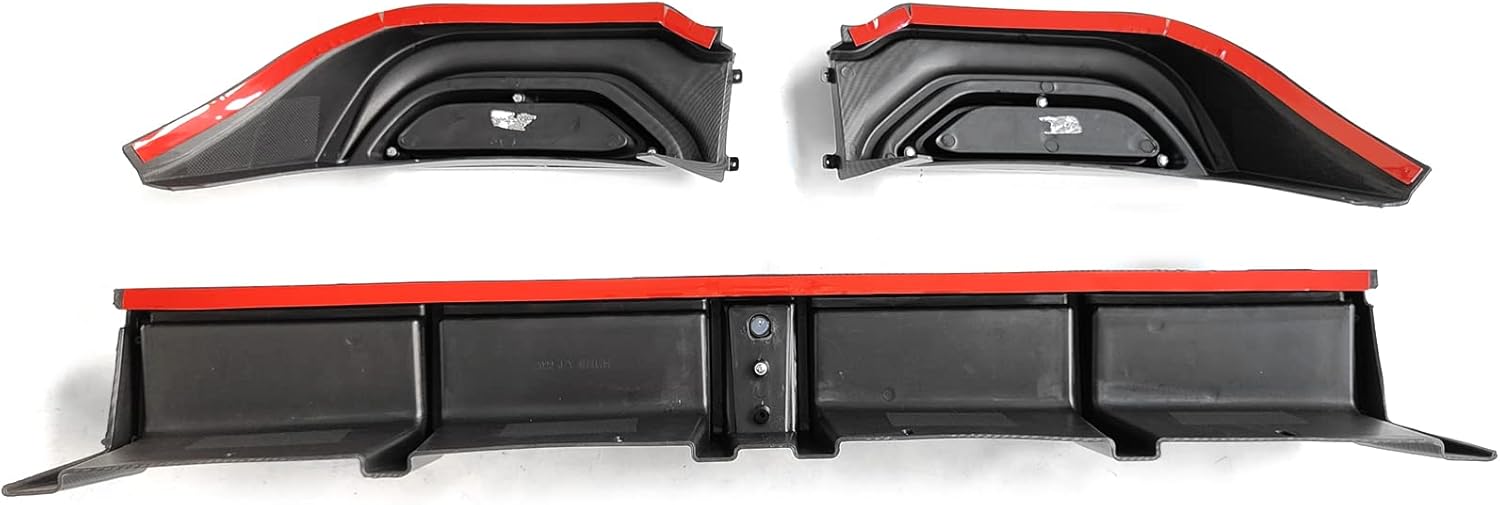 IKON MOTORSPORTS, Rear Bumper Lip Diffuser Compatible with 2018-2022 Honda Accord Hybrid, PP Carbon Fiber Print Rear Shark Fins Spoiler with Light, 2019 2020 2021