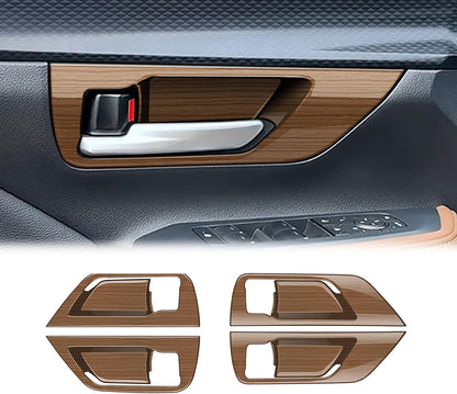 Peach Wood Grain Door Handle Cover fit for Toyota Grand Highlander 2024 2025 Interior Decoration Car Accessories 4PC