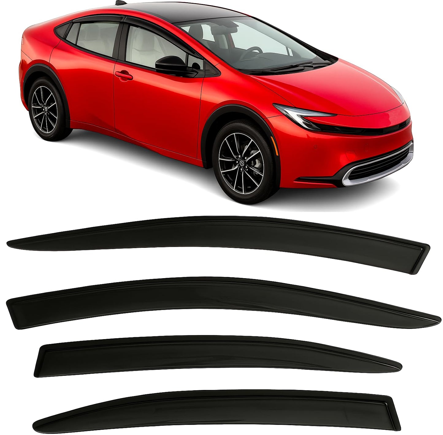 2024-2025 Tape-On Side Window Visor Deflectors for Toyota Grand Highlander Rain Guards XLE Limited Platinum MAX Hybrid Smoke & for Lexus TX 350 500h Premium AWD Luxury Hybrid 2024-2025