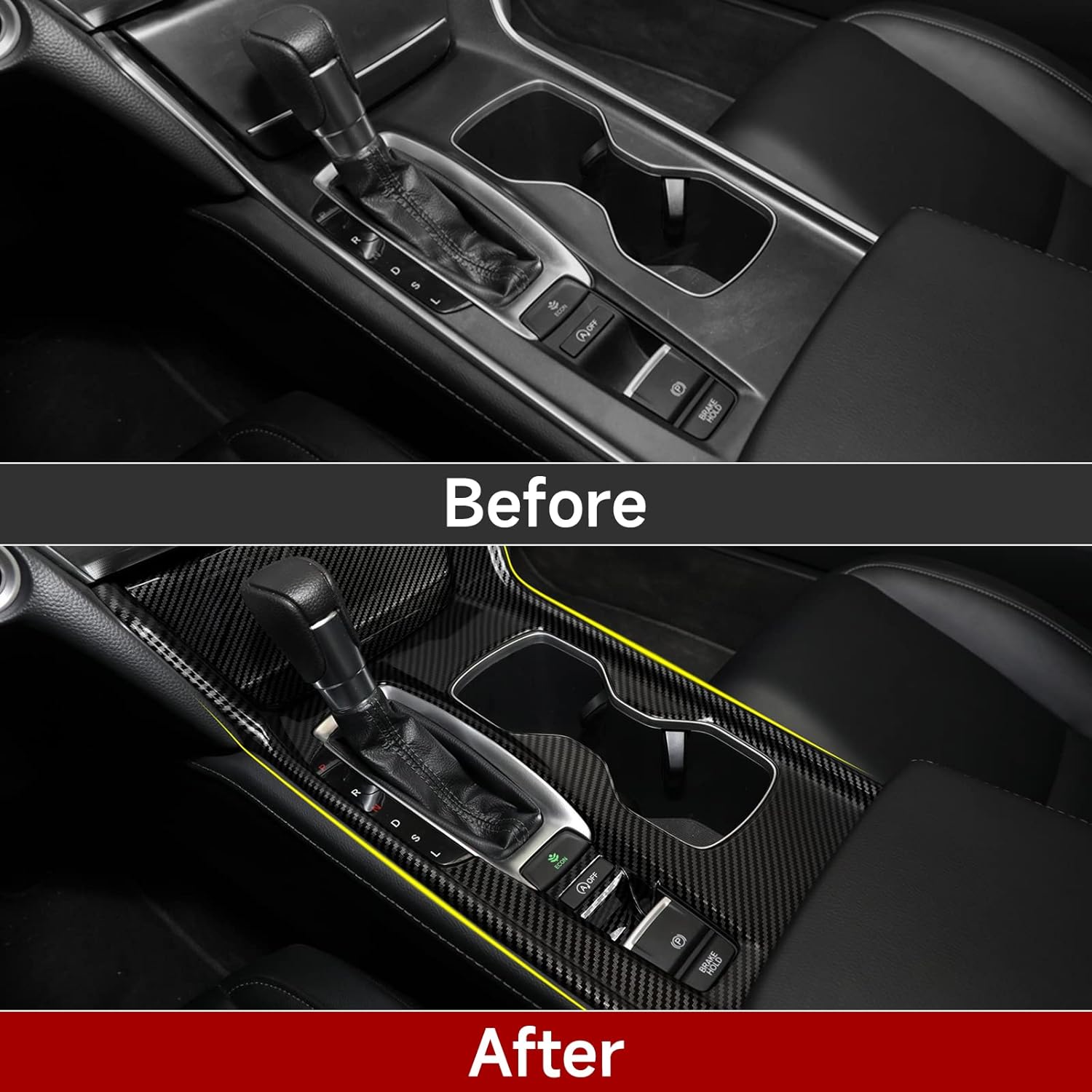 Calcomanías para panel de palanca de cambios versión a gas para Honda Accord 2018 2019 2020 2021 2022 Accesorios de 10ª generación ABS Calcomanías interiores de fibra de carbono