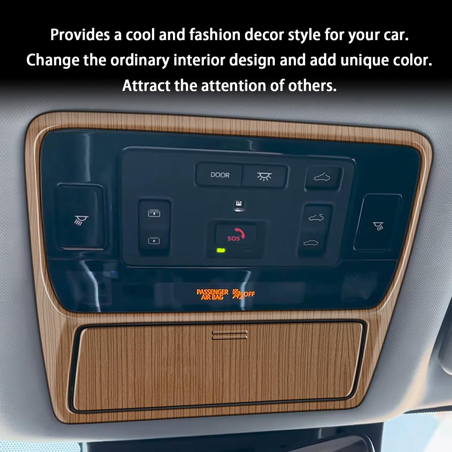 Front and Rear Reading Light Lamp Cover Trim fit for Toyota Grand Highlander 2024 2025 Interior Center Consoles Decoration Car Accessories 2PC Peach Wood Grain