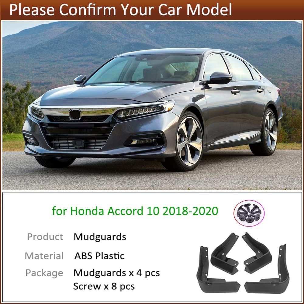 Car Mud Splash Guards Mud Flaps Fender Kit for Honda Accord Accessories 10th 2018 2019 2020 2021 2022 Mudguard Accessories Front and Rear 4-PC Set