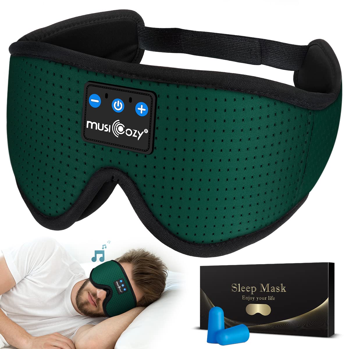 MUSICOZY - Auriculares con Bluetooth, máscara con auriculares inalámbricos para dormir de lado, hombres y mujeres, oficina, siesta, viajes en avión, regalos únicos para niños y niñas