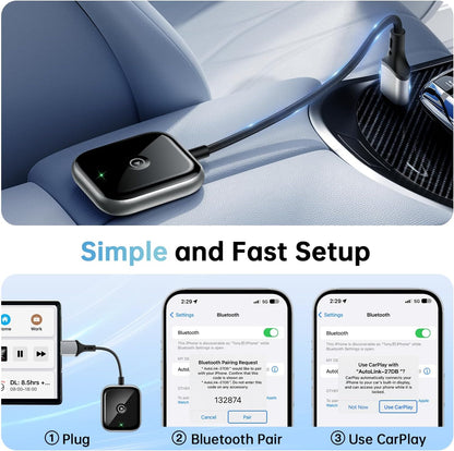 Adaptador inalámbrico CarPlay para Apple CarPlay, fácil de actualizar con cable CarPlay a inalámbrico, conectividad instantánea, Super Mini Car Play Dongle para iPhone Fit para autos con CarPlay