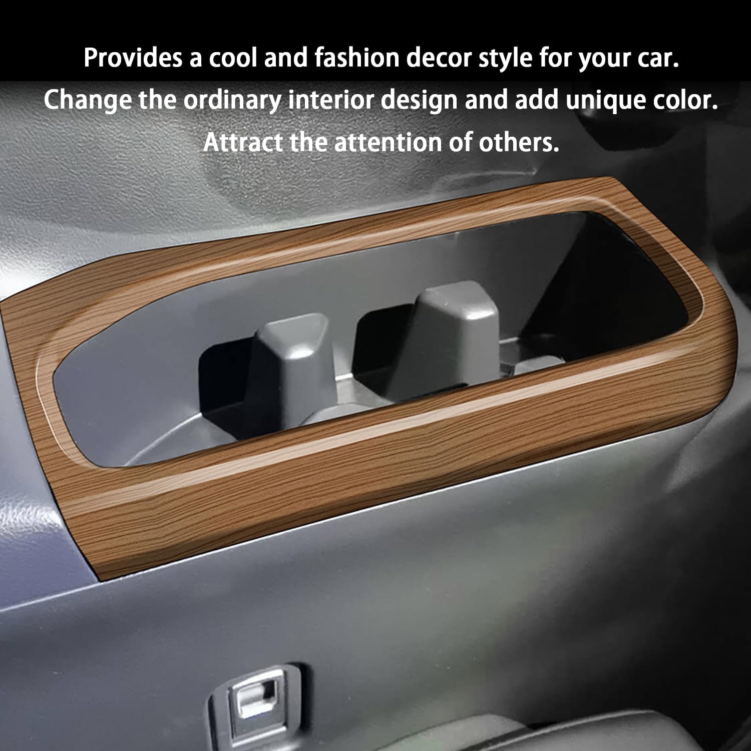 Peach Wood Grain Center Console Car Accessories for Toyota Grand Highlander 2024 2025 Third Row Water Cup Holder Cover ABS