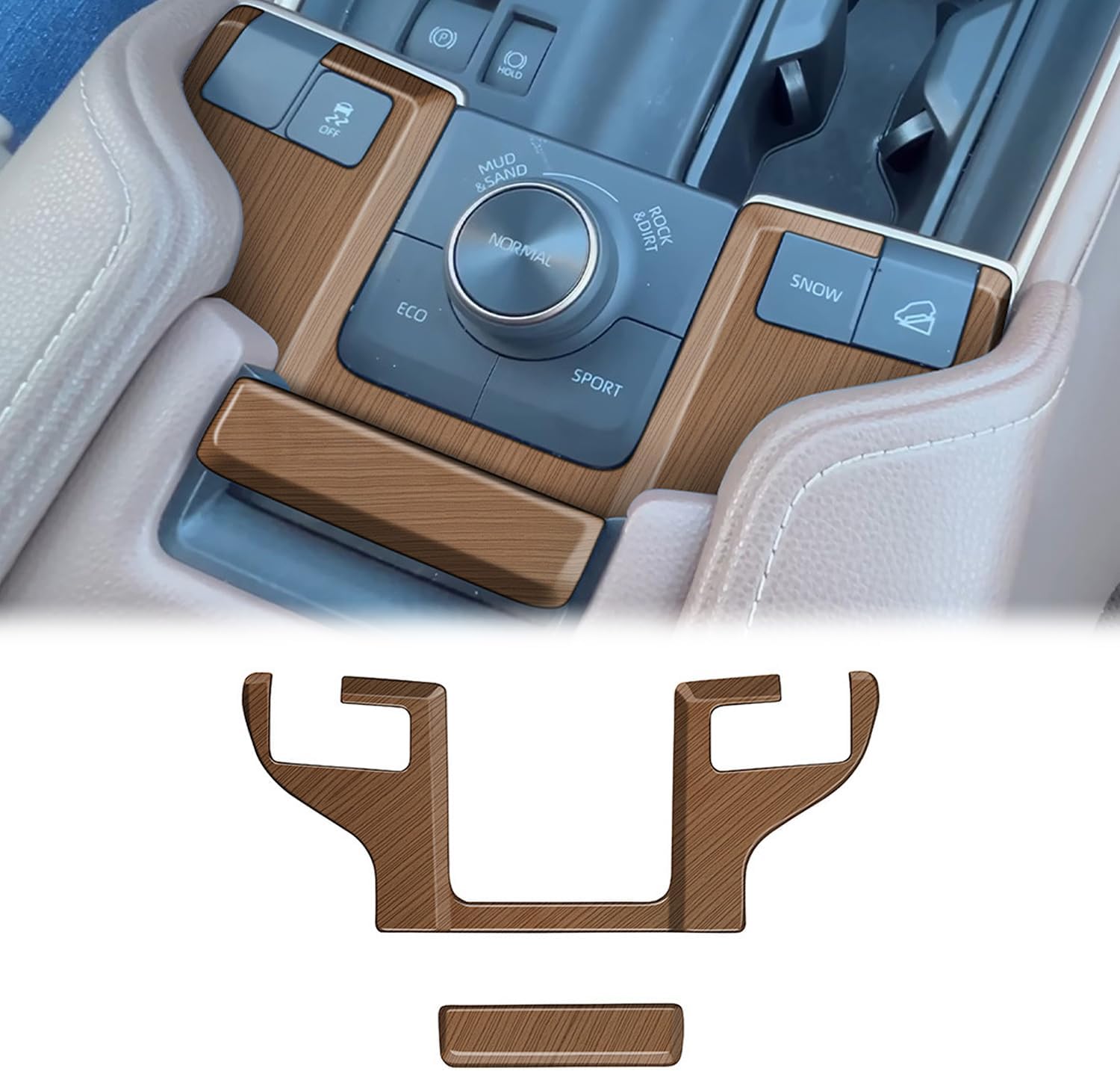 Ozukyn Armrest Box Release Button Switch Cover fit for Toyota Grand Highlander 2024 2025 Center Console Armrest Storage Box Cover Peach Wood Grain