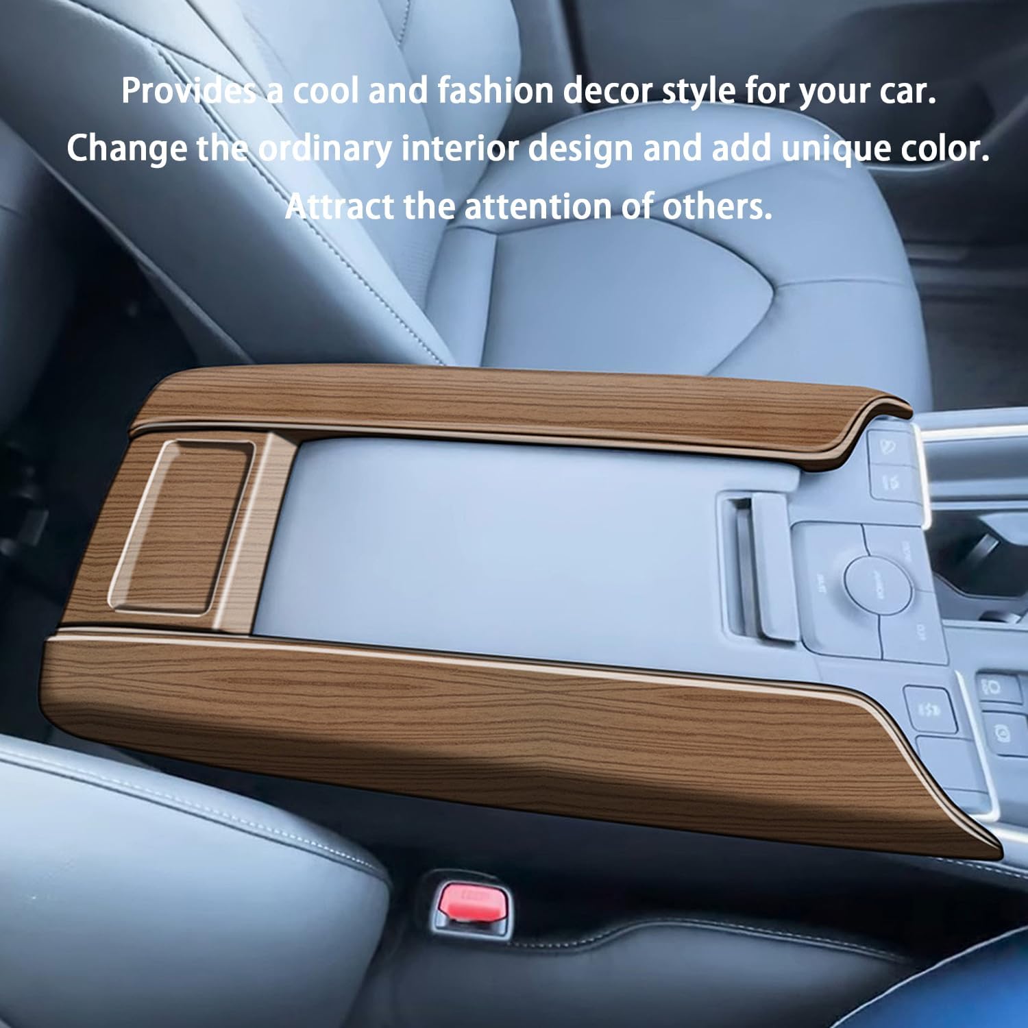 Ozukyn fit for Toyota Grand Highlander 2024 2025 Center Console Armrest Storage Box Cover Peach Wood Grain Car Accessories