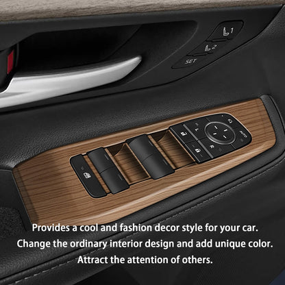 Peach Wood Grain Door Armrest Window Lift Down Switches Button Panel Cover Trims ABS 4Pc fit for Toyota Grand Highlander 2024 2025
