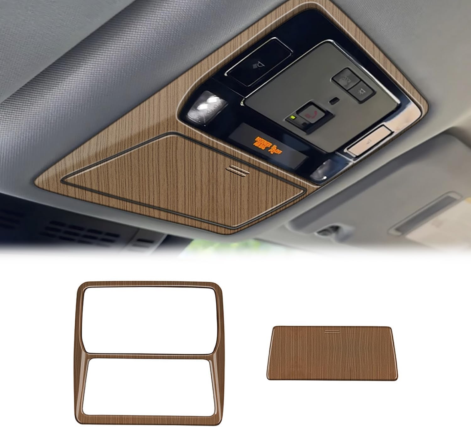 Front and Rear Reading Light Lamp Cover Trim fit for Toyota Grand Highlander 2024 2025 Interior Center Consoles Decoration Car Accessories 2PC Peach Wood Grain