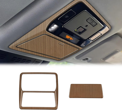 Front and Rear Reading Light Lamp Cover Trim fit for Toyota Grand Highlander 2024 2025 Interior Center Consoles Decoration Car Accessories 2PC Peach Wood Grain