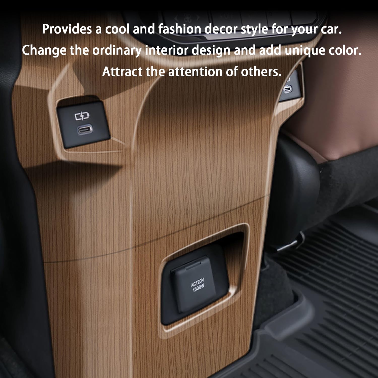 Peach Wood Grain Center Console Car Accessories for Toyota Grand Highlander 2024 2025 Rear Air Condition Outlet Vent Covers Trim ABS