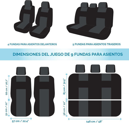 BDK PolyPro - Juego completo de fundas de asiento de coche en rojo sobre negro, fundas de asiento dividido delantero y trasero, fácil de instalar, accesorios para automóviles, camiones, furgonetas,