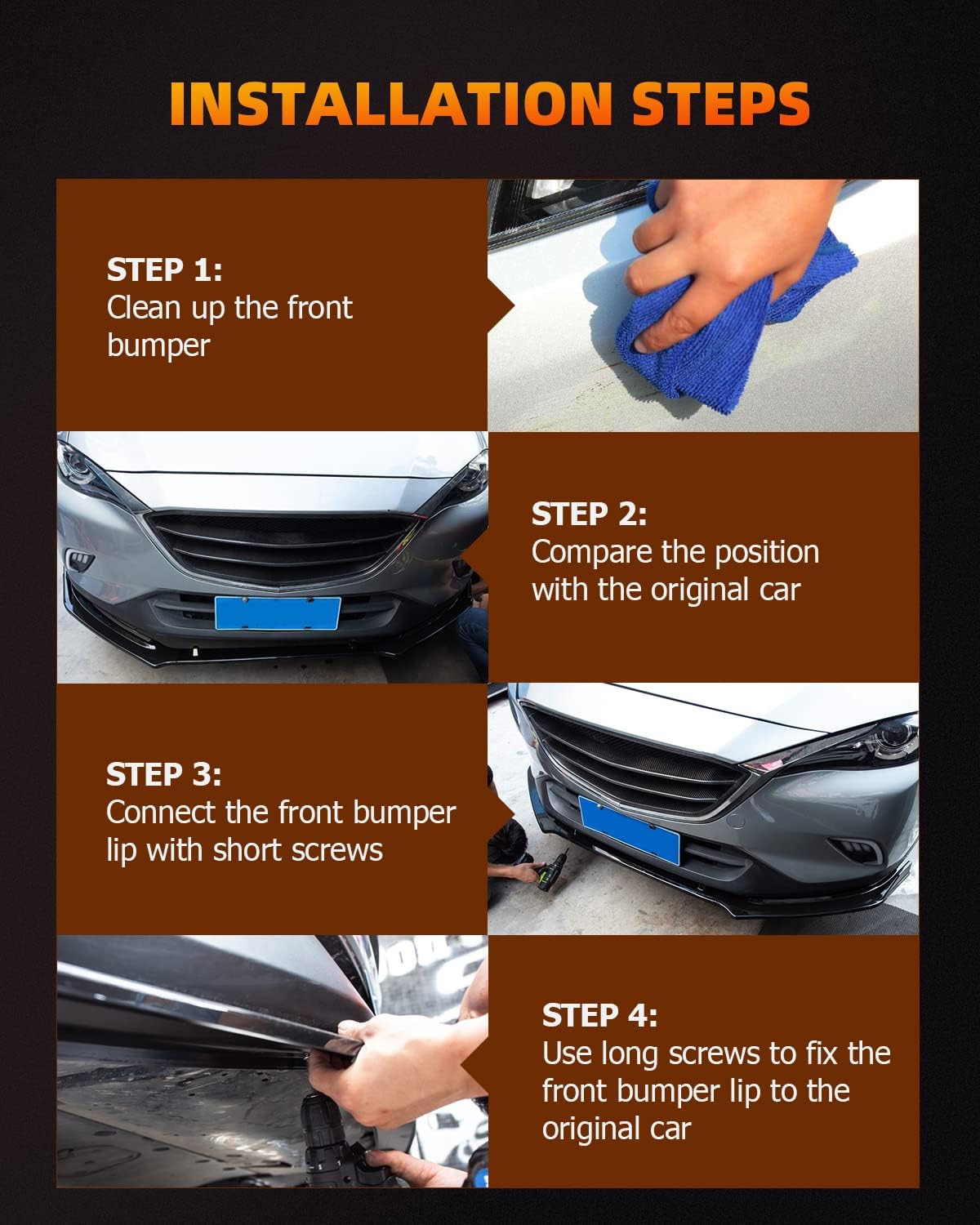 FINDAUTO Kits de carrocería de labio delantero de automóvil ABS para Honda Accord Sedan 2018-2020 para Honda Accord Sedan negro brillante parachoques delantero inferior alerón divisor de labio