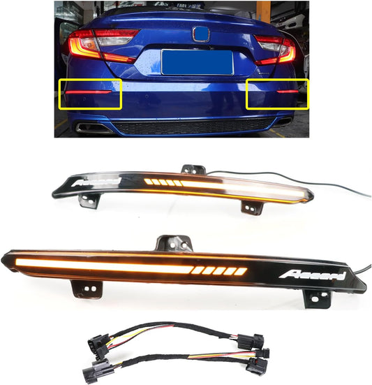 Compatible con Honda Accord 10º 2018 2019 2020 2021 2022 Lente ahumada LED Reflector de parachoques trasero Luces traseras Señal de giro intermitente secuencial freno conducción antiniebla