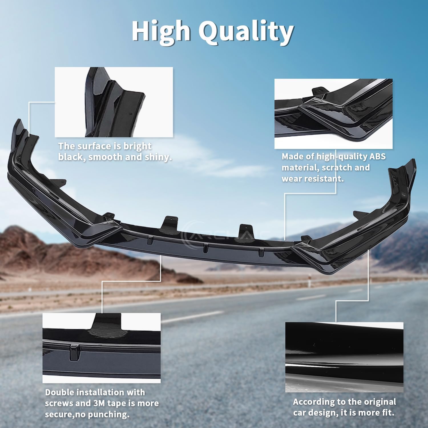 Archaic Borde de parachoques delantero compatible con Honda Accord 10.5th Sedan SE/EX-L/LX/Sport/Touring 2021 2022, kit de carrocería divisor debajo de la barbilla, alerón inferior