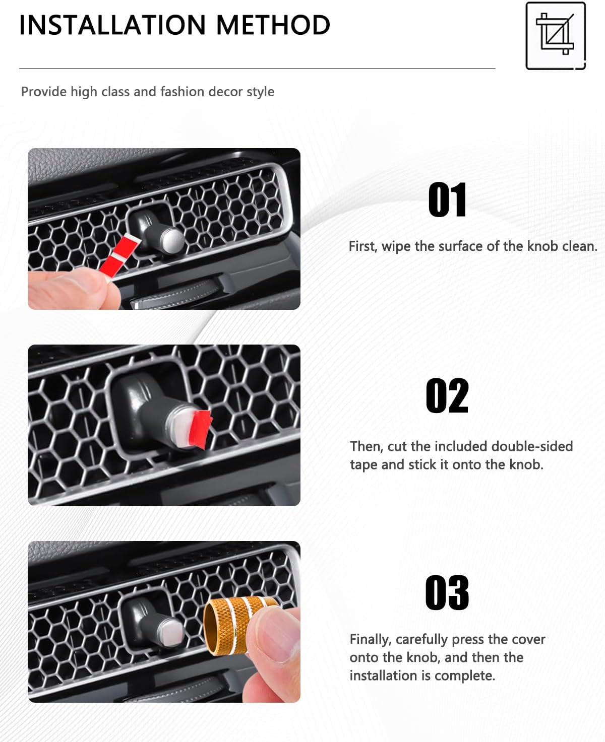 Interior Accessories for Honda Civic 2022-2025 & CRV & Acura Integra 2023-2025, 5pcs Aluminum Alloy Trim Set - Hazard Warning Light Button Cover, Air Vents Outlet Knob Covers (Gold)