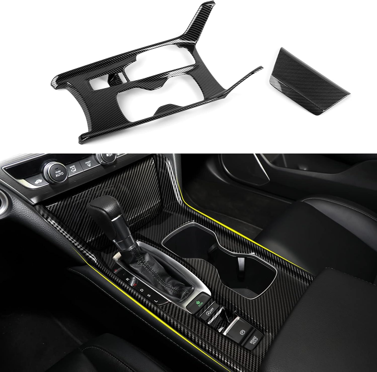 Calcomanías para panel de palanca de cambios versión a gas para Honda Accord 2018 2019 2020 2021 2022 Accesorios de 10ª generación ABS Calcomanías interiores de fibra de carbono