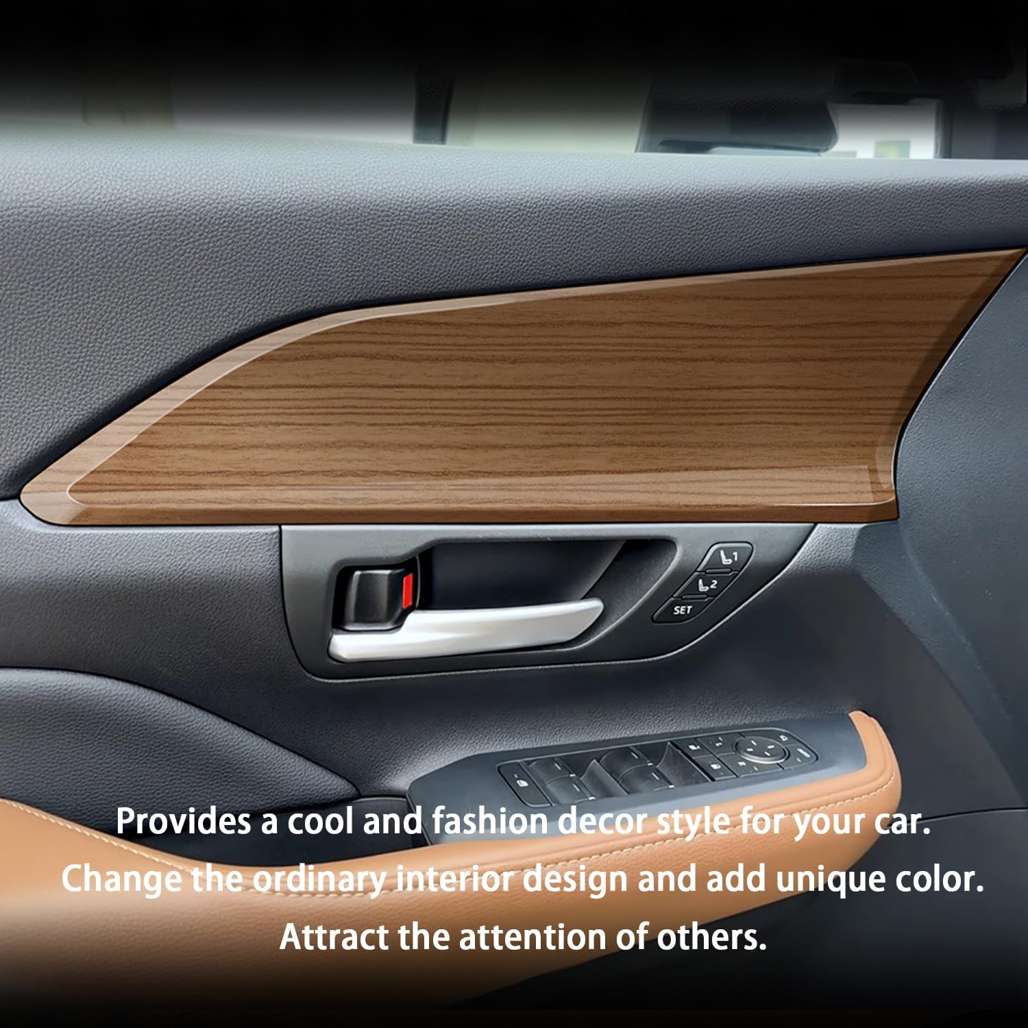Door Handle Cover Trim fit for Toyota Grand Highlander 2024 2025 Interior Decoration Car Accessories Peach Wood Grain ABS