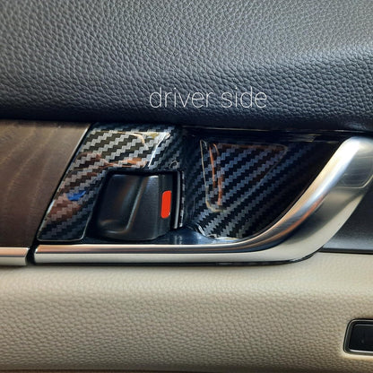 ABS Interior Door Handle Decoration Cover Door Bowl Trim for Honda Accord 2018 2019 2020 2021 2022, Carbon Fiber Grain