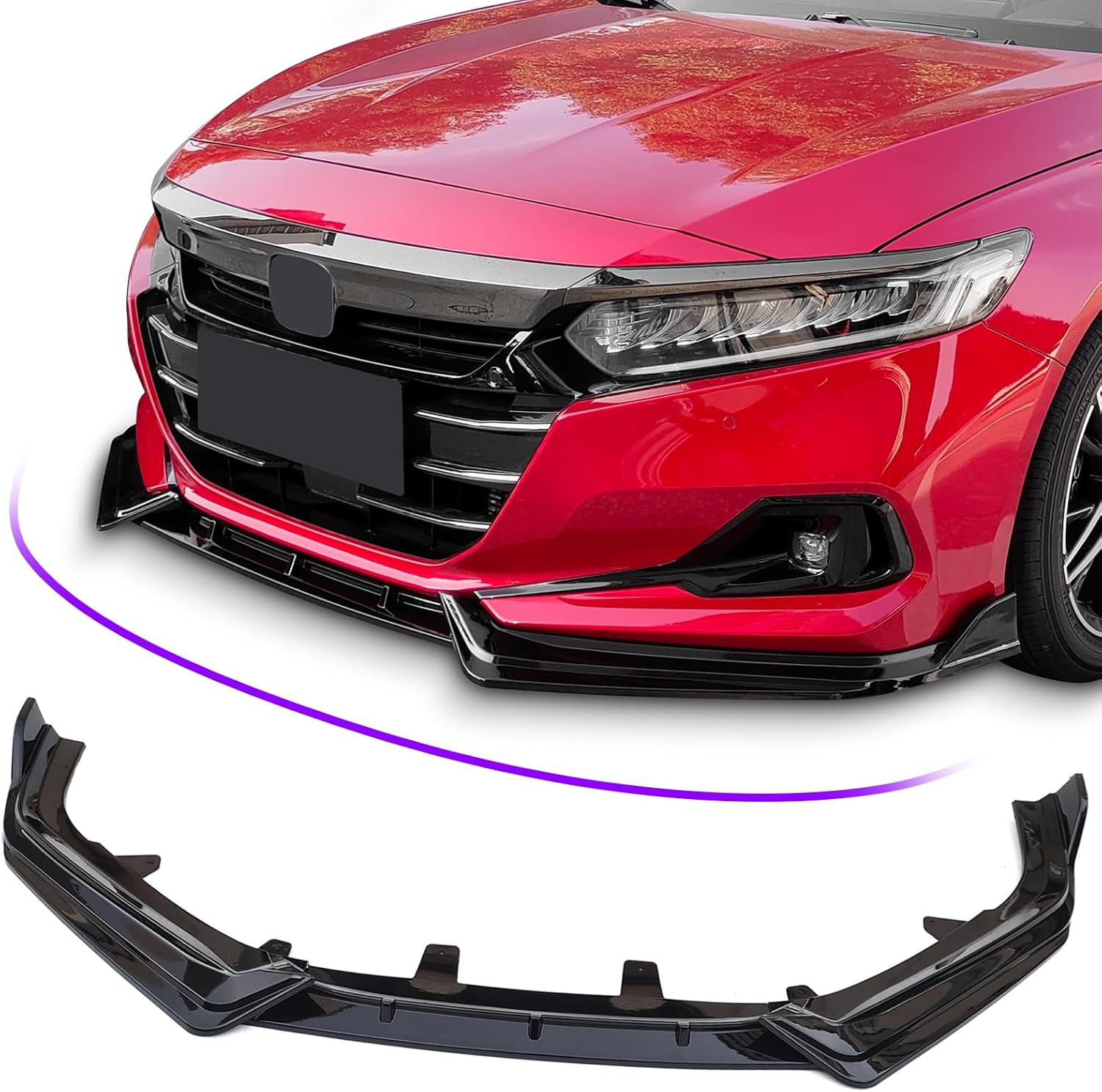 Archaic Borde de parachoques delantero compatible con Honda Accord 10.5th Sedan SE/EX-L/LX/Sport/Touring 2021 2022, kit de carrocería divisor debajo de la barbilla, alerón inferior