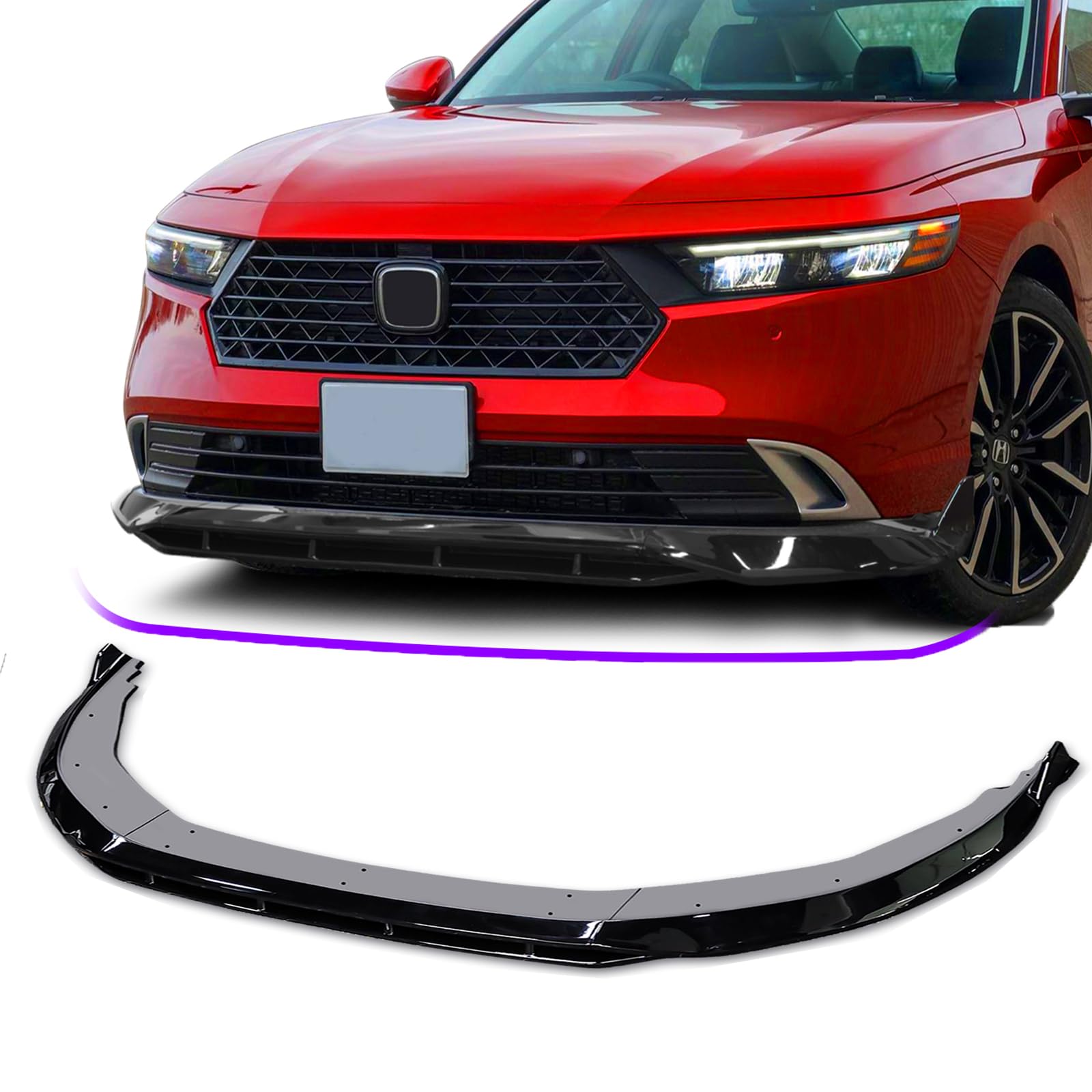 Archaic Borde de parachoques delantero compatible con Honda Accord 10.5th Sedan SE/EX-L/LX/Sport/Touring 2021 2022, kit de carrocería divisor debajo de la barbilla, alerón inferior