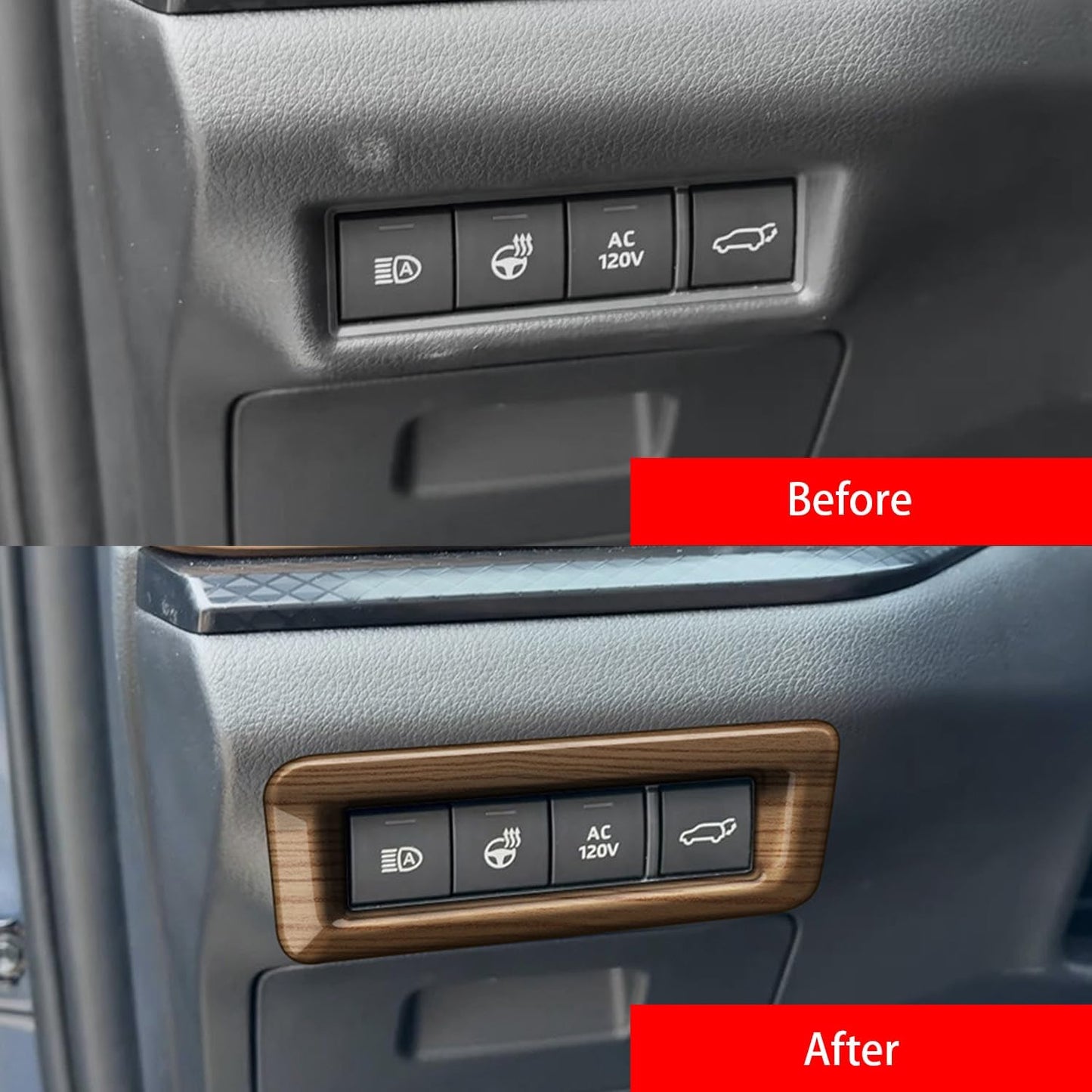 Peach Wood Grain Multi-Function Button Frame Cover fit for Toyota Grand Highlander 2024 2025 Interior Decoration Car Accessories