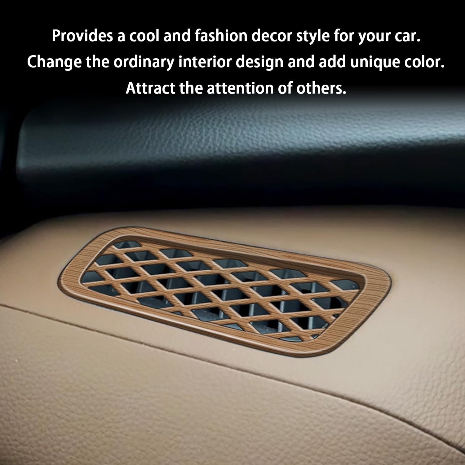 Peach Wood Grain Center Console Car Accessories for Toyota Grand Highlander 2024 2025 Front Air Condition Outlet Vent Covers Trim ABS 2PC