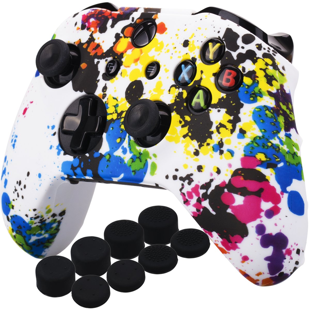 YoRHa Printing Rubber Silicone Cover Skin Case for Xbox One S/X Controller x 1(US Dollar) with PRO Thumb Grips x 8