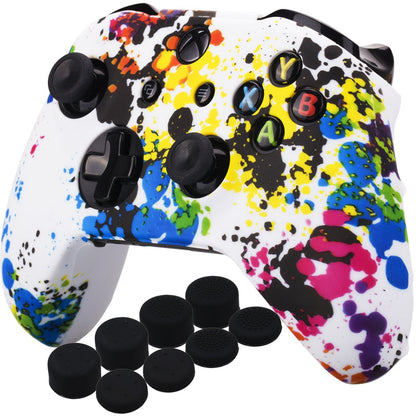 YoRHa Printing Rubber Silicone Cover Skin Case for Xbox One S/X Controller x 1(US Dollar) with PRO Thumb Grips x 8