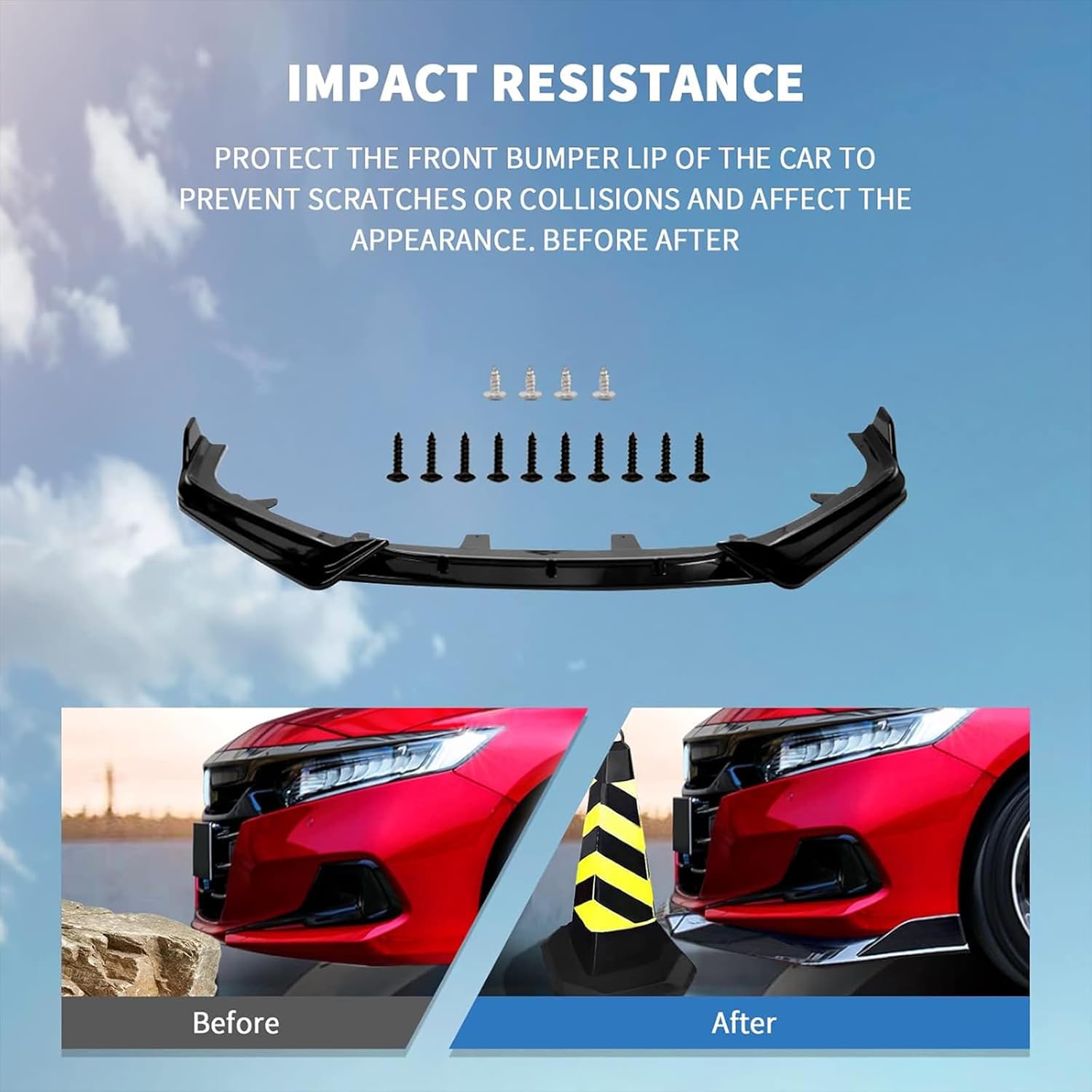 Archaic Borde de parachoques delantero compatible con Honda Accord 10.5th Sedan SE/EX-L/LX/Sport/Touring 2021 2022, kit de carrocería divisor debajo de la barbilla, alerón inferior